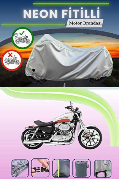 Cemku Shine حقيبة خلفية رمادية اللون ومتوافقة مع قفل نيون متوافق مع دراجة هارلي ديفيدسون سبورتستر سوبر لو XL883L