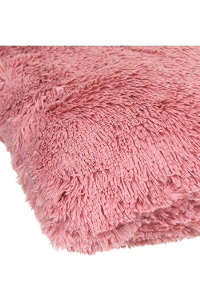 DavidaHome Decorative pillow, plain pattern, two-sided, fluffy fur, 50x50 cm, pink