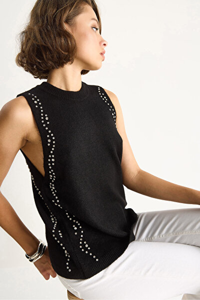 Bianco Lucci Kadın Taş İşlemeli Triko Bluz TA251003 60284094