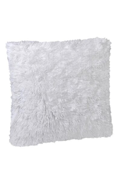 DavidaHome Perna decorativa, model uni, doua fete, blana alba, pufoasa, 50x50 cm