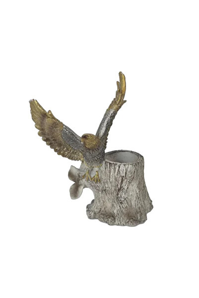 Souvenir Decorative Eagle Stand on a Log – 22 cm, Classic Ornament for the Interior, Ideal for the Office