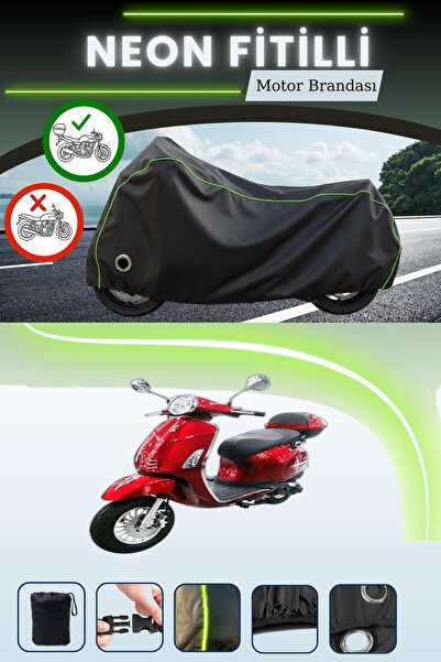 Cemku Shine حقيبة خلفية سوداء وقفل متوافقان مع نيون فيتيل كينج موتور KR-211 رانا 50 متوافقان مع قماش المحرك