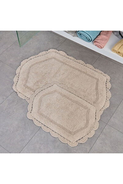 Evidea Soft Lace 2'li Banyo Paspası - Bej - 40x60 cm + 60x90 cm