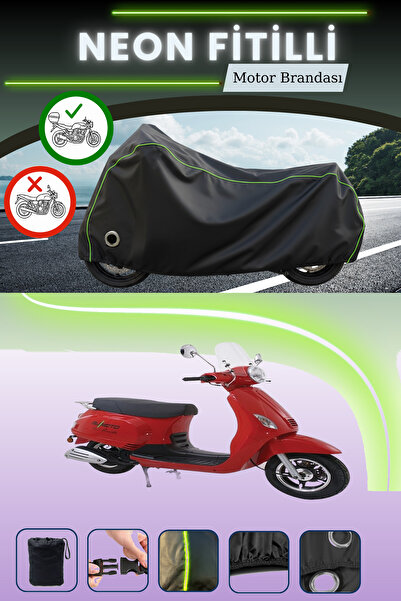 Cemku Shine حقيبة خلفية سوداء وقفل متوافقان مع قماش المحرك المتوافق مع نيون فيتيل بوموتو/جينلينج مونيتي 150 سي سي