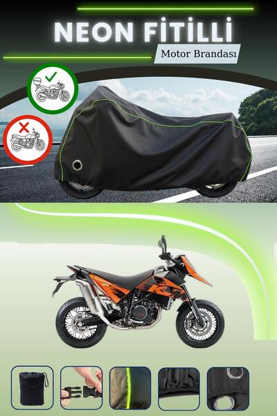 Cemku Shine حقيبة خلفية سوداء وقماش نيون متوافق مع قفل KTM 690 Supermoto متوا...