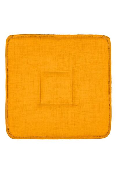 DavidaHome Perna galben mustar, patrata, pentru scaun, cu doua fete, 39x39x3 cm