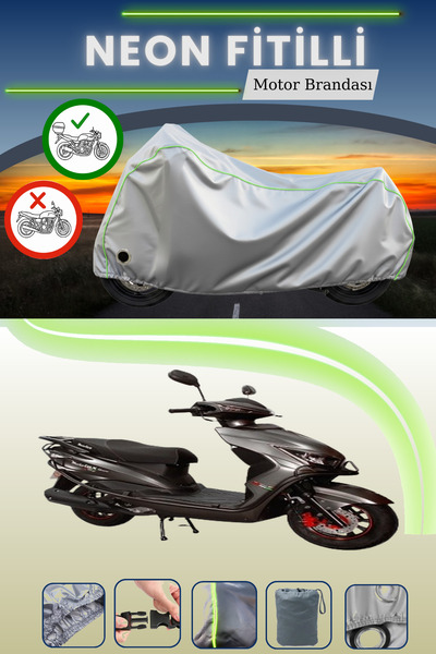 Cemku Shine حقيبة خلفية رمادية اللون ومتوافقة مع قماش نيون فيتيل موتولوكس نيرفانا 50 المتوافق مع الدراجات النارية