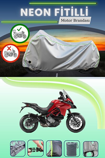 Cemku Shine حقيبة خلفية رمادية نيون قماش مجدّل ومظلة محرك متوافقة مع دوكاتي م...