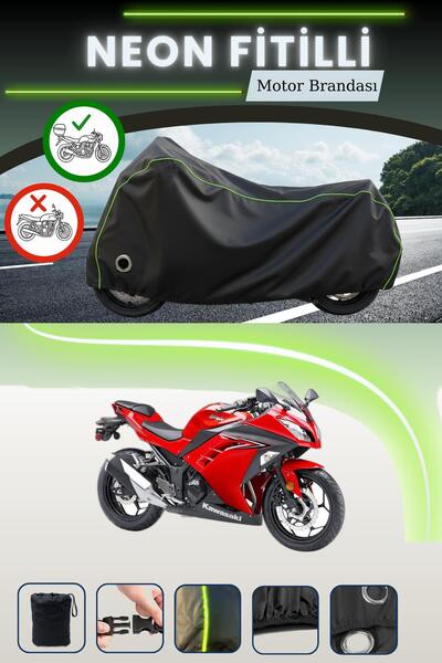 Cemku Shine حقيبة خلفية سوداء وقماش نيون متوافق مع قفل كاواساكي نينجا 300 متو...