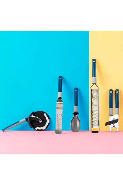 Tasty Lingură pentru înghețată 678024, Mâner din cauciuc antiderapant, Oțel inoxidabil, 23,5 cm, Albastru