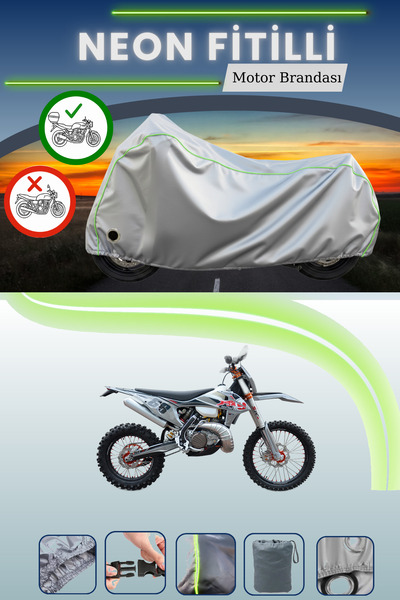 Cemku Shine حقيبة خلفية رمادية اللون ومتوافقة مع قماش نيون فايتي يوكي ديرتي باوز Z300 المتوافق مع الدراجات النارية