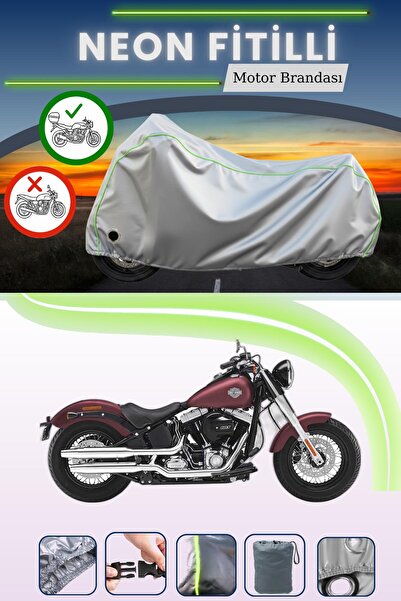 Cemku Shine حقيبة خلفية رمادية اللون ومتوافقة مع قماش نيون متوافق مع دراجة نارية هارلي ديفيدسون سوفتيل سليم FLS