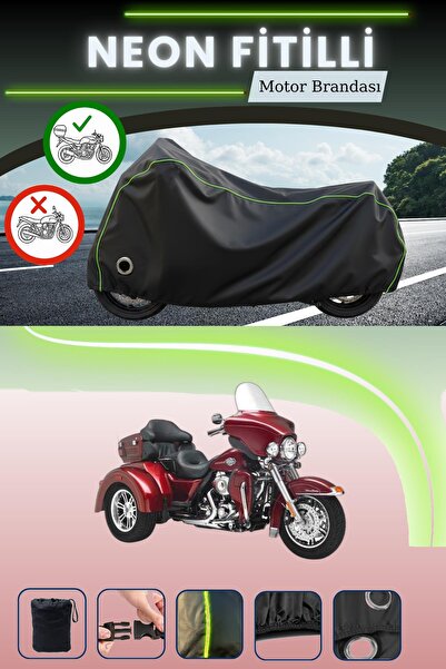 Cemku Shine حقيبة خلفية سوداء وقفل متوافقان مع غطاء محرك نيون فايتل هارلي ديف...