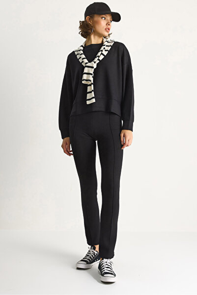 Bianco Lucci Γυναικείο παντελόνι με μαλακή υφή με λαιμόκοψη Oversize Sweat Pants Viscose Diving Suit 6819 60283531