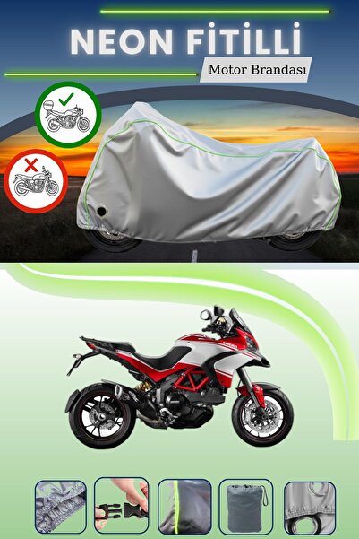 Cemku Shine حقيبة خلفية رمادية نيون قماش مجدّل ومتوافقة مع قماش محرك دوكاتي م...