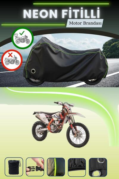 Cemku Shine حقيبة خلفية وقفل باللون الأسود النيون قماش مجدّل متوافقة مع KTM 3...