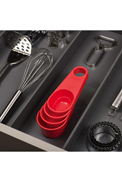 Joseph Joseph 420171 Measuring Cup Set, 4pcs, Snap-on Handles, Red