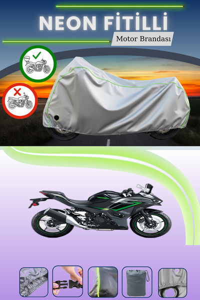 Cemku Shine حقيبة خلفية رمادية اللون وقماش محرك متوافق مع كاواساكي نينجا 500