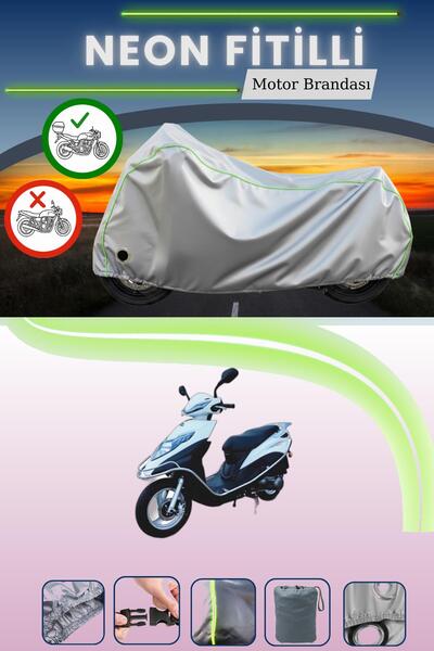 Cemku Shine حقيبة خلفية رمادية اللون ومتوافقة مع قماش نيون فايتل أباتشي بواتس متوافق مع الدراجات النارية