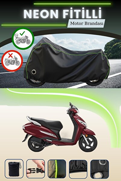 Cemku Shine حقيبة خلفية سوداء وقماش نيون متوافق مع قفل هوندا أكتيفا 125