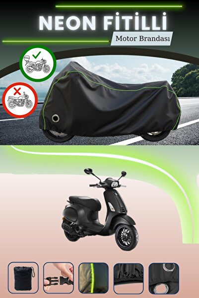 Cemku Shine حقيبة خلفية سوداء وقماش نيون متوافق مع قفل Vespa Sprint S 150 متو...