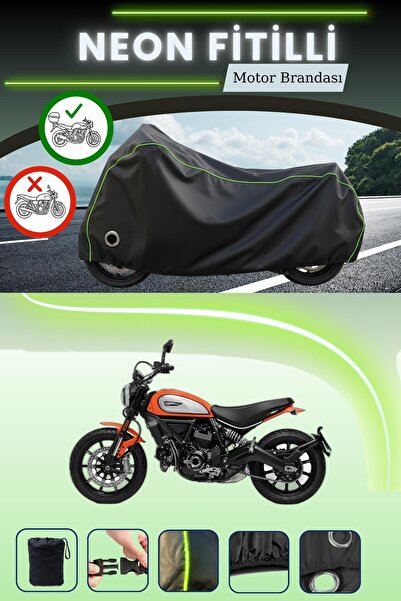 Cemku Shine حقيبة خلفية سوداء وقماش متوافق مع قفل نيون فيتيلي دوكاتي سكرامبلر...