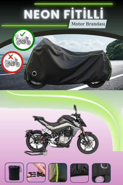 Cemku Shine Siyah Arka Çanta ve Kilit Uyumlu Neon Fitilli CFmoto 250NK Uyumlu...