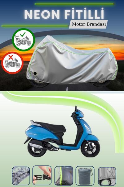 Cemku Shine حقيبة خلفية رمادية اللون ومتوافقة مع قماش نيون فيتيل تي في إس جوبيتر 125 المتوافق مع الدراجات النارية