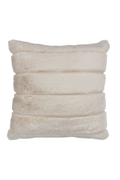 DavidaHome Perna blana artificiala, husa detasabila, cu fermoar, 45x45 cm, bej