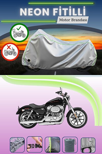 Cemku Shine حقيبة خلفية رمادية اللون ومتوافقة مع قماش نيون متوافق مع دراجة نارية هارلي ديفيدسون سبورتستر 883 منخفضة