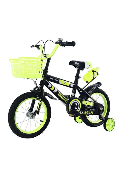 United دراجة أطفال مقاس 16 مع سلة امامية وحامل زجاجة مياه خلفي لون اصفر