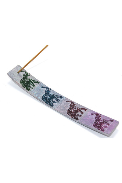 URZ GRUP Obsidian Stone Elephant Designed Boat Incense Burner