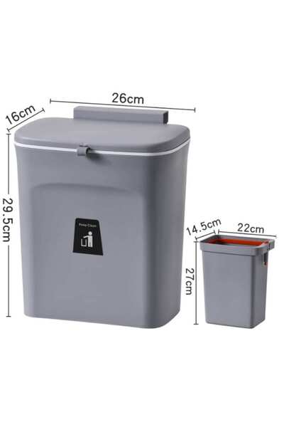 OEM Large Wall-Mountable Trash Bin with Lid, Gray