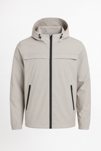 freemen سترة رجالية مقاومة للرياح بغطاء للرأس، معطف موسمي مع جيوب بسحاب