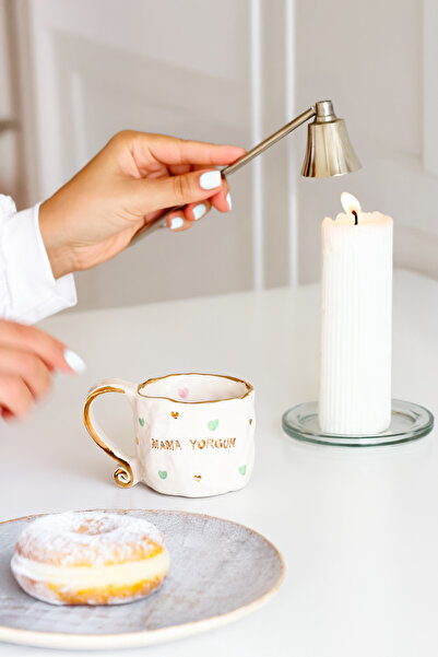 SİNEM YAMAN HOME MAMA YORGUN KALP 200 ML MUG KUPA / EL YAPIMI SERAMİK MUG