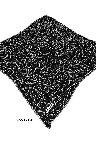 Sedef tuhafiye 5571 Siyah Beyaz Flamlı Pamuk Eşarp