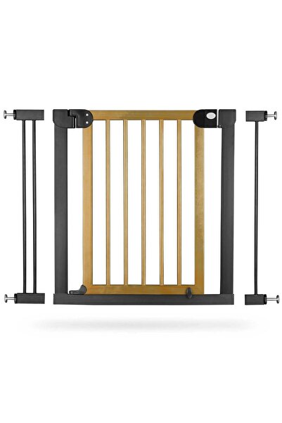 NUKIDO Child safety gate barrier, made of metal and wood, opening on 2 sides, adjustable width...