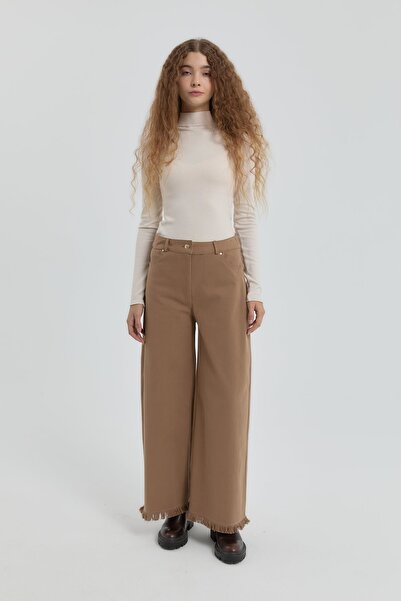 Nihan Gabardin Bol Paça Pantolon Vizon