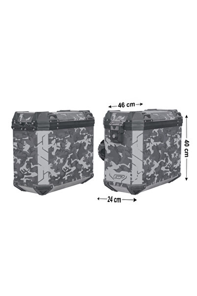 GP KOMPOZİT DSN01 Universal 40 lt x 2 Desenli Alüminyum Motosiklet Yan Çanta ...