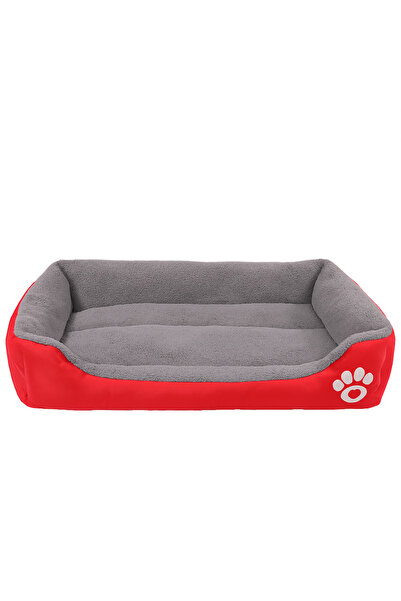 zola Animal bed, rectangular, warm interior, soft filling, 85 x 65 cm, red
