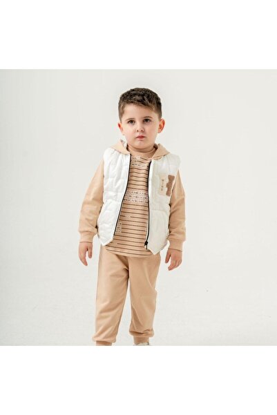 RAPAPA Baby Boy Hooded Tracksuit Set + Puffer Vest 3-Piece Combination 25322