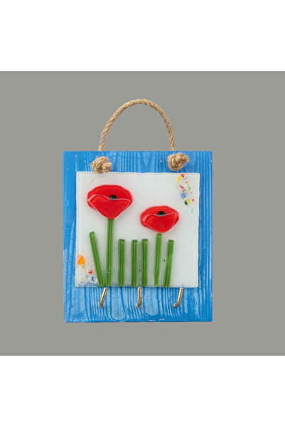 Evidea Deco Çiçek Anahtar Askısı - Mavi - 15 cm