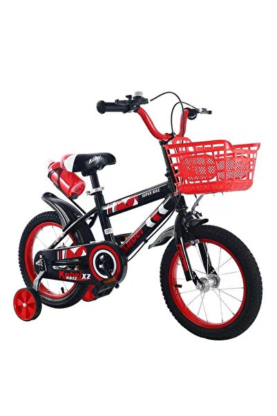 United 14 inch kids bike with front basket and rear water bottle holder, red