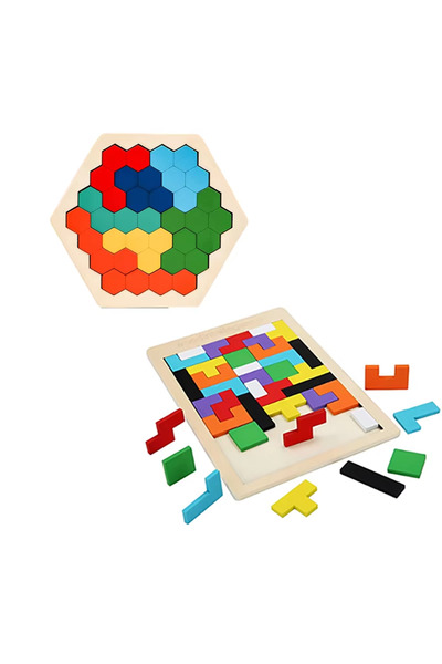 choice2 NB153C3-1 set 1 Set Wooden Blks Puzzle Brain Teasers Toy Tangram Jigs...