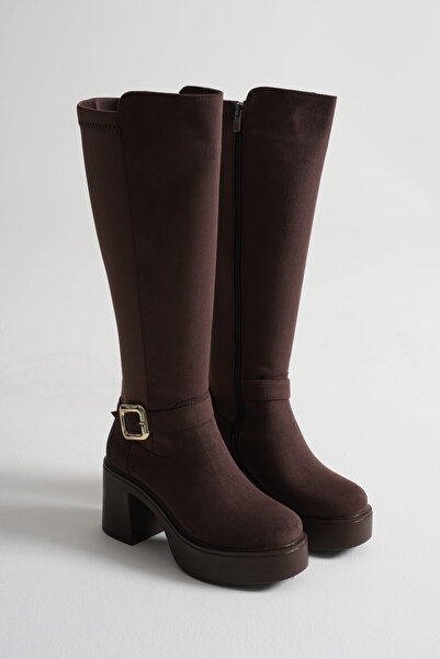 EMOYRA Γυναικείες μπότες με αγκράφα Woly Daily Bitter Brown Suede