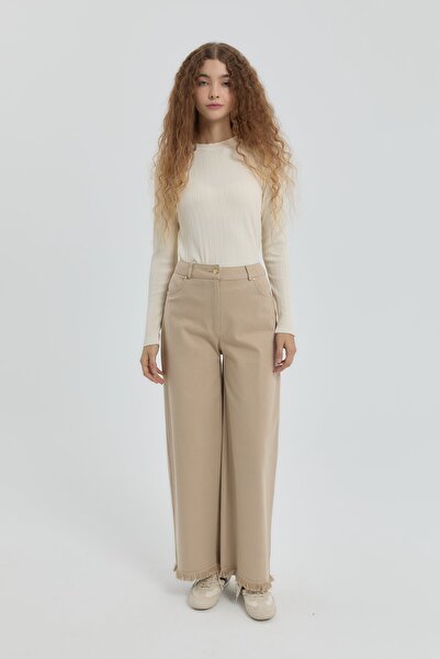 Nihan Gabardin Bol Paça Pantolon Bej