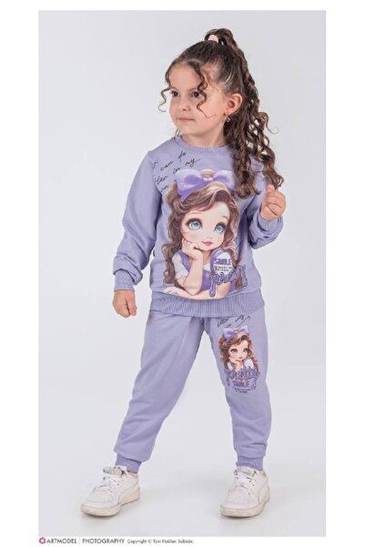 Yağmur Giyim طقم رياضي للفتيات من PJK2İ مزين بشريط شعر، مصنوع من القطن بنسبة ...