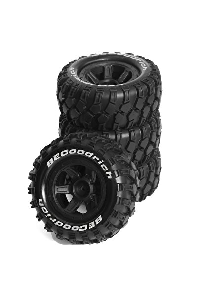 Choice Black GLOBACT 12mm Hex Hub Wheel Rims & Rubber Tires for Traxxas E-Revo 1/16 Off-Road RC Car