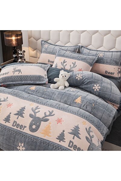 JOJO HOME Cocolino Double Bed Linen, 4 pieces, with ELASTIC, Reindeer