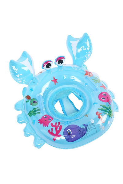 Choice Blue Baby Swimming Ring Water Toys Cartoon Crab Shape with Mesh Seats Indoor Outdoor Pool Bathroom C